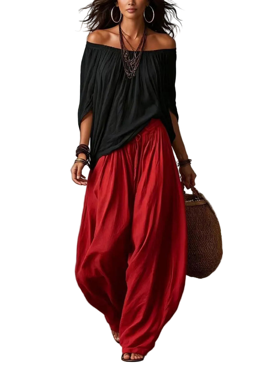 Women's Two-Piece Set Oversized Cold Shoulder Batwing Sleeve 0