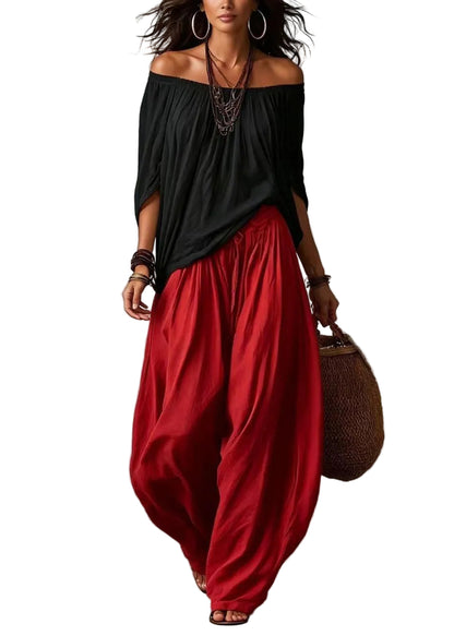 Women's Two-Piece Set Oversized Cold Shoulder Batwing Sleeve 0