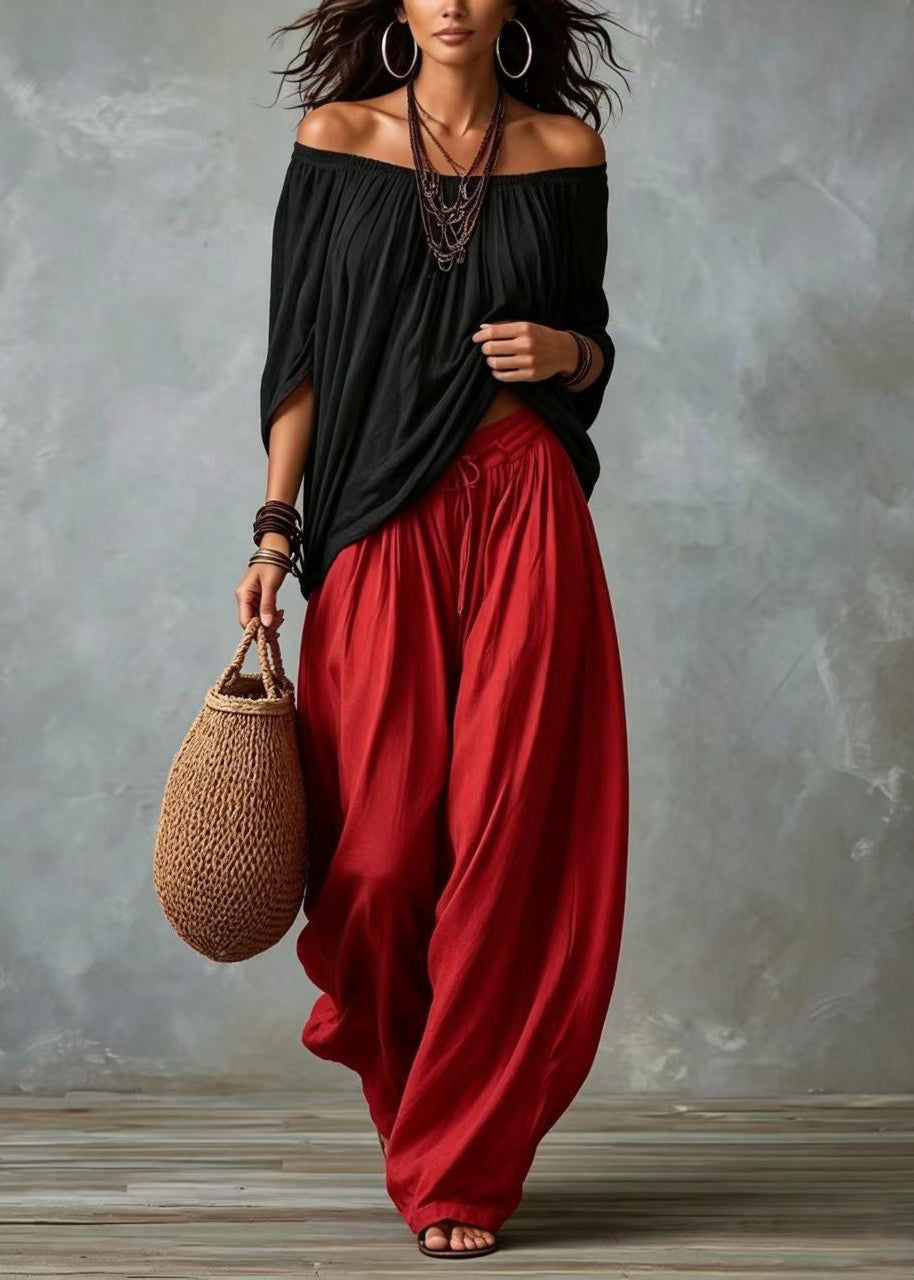Women's Two-Piece Set Oversized Cold Shoulder Batwing Sleeve 2