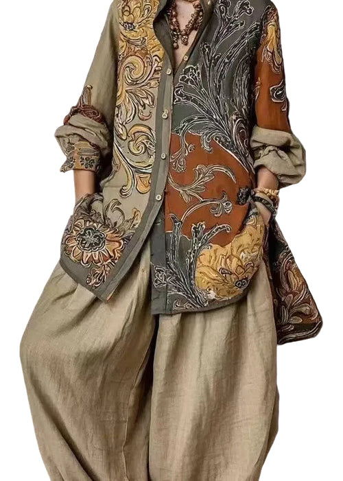 Women’s Two-Piece Set Oversized Print with Peter Pan Collar 0