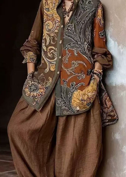 Women’s Two-Piece Set Oversized Print with Peter Pan Collar 1