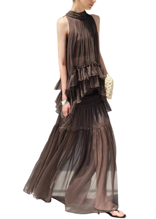 Women's Two-Piece Set Ruffled Sheer Summer Style 0