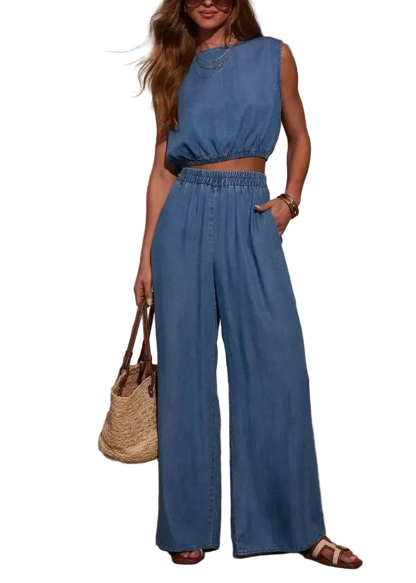 Women's Two-Piece Set Sleeveless Casual Style 0