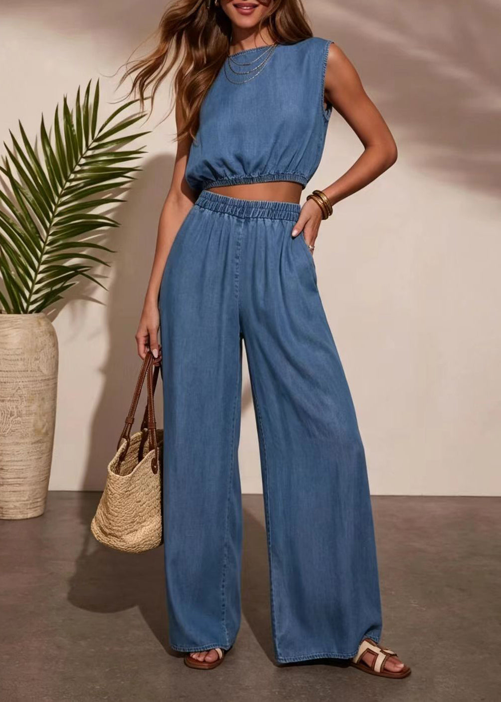 Women's Two-Piece Set Sleeveless Casual Style 1