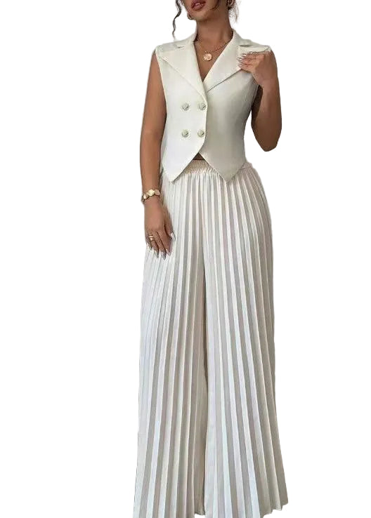 Women's Two-Piece Set Sleeveless Notched Design 0