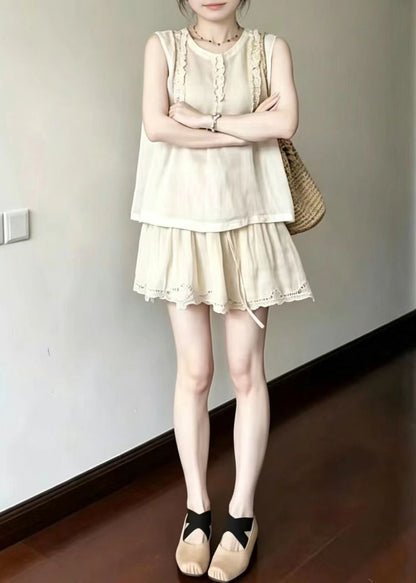 Women's Two-Piece Set Sleeveless Ruffled Vintage Style 1