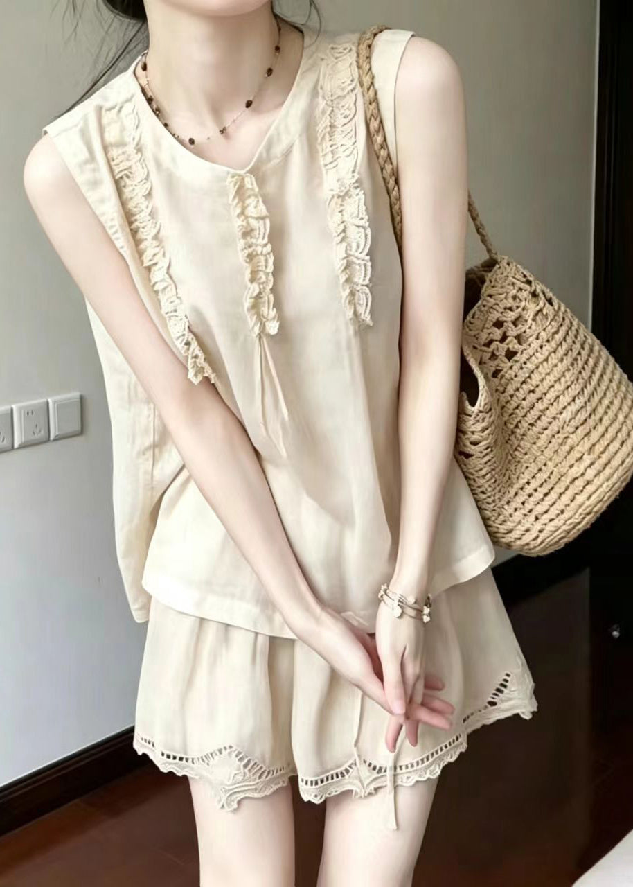 Women's Two-Piece Set Sleeveless Ruffled Vintage Style 3