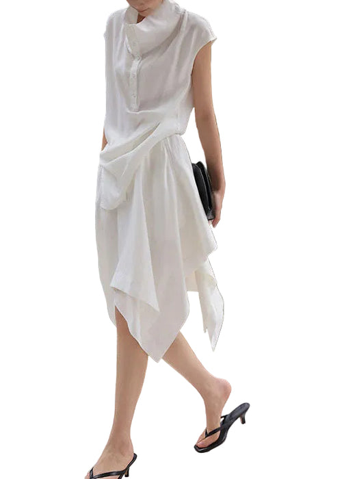 Women’s Two-Piece Set Stand Collar Asymmetrical Design 0