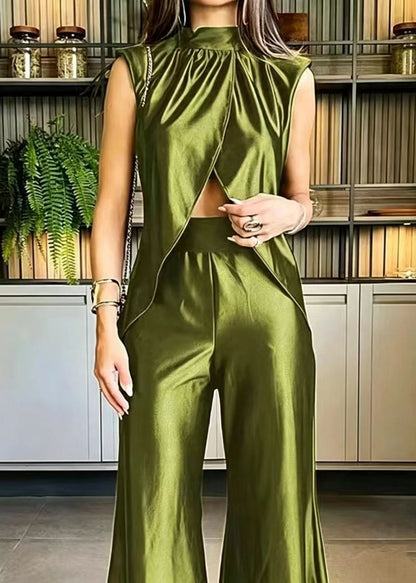 Women's Two-Piece Set Stand Collar Asymmetrical Sleeveless 3