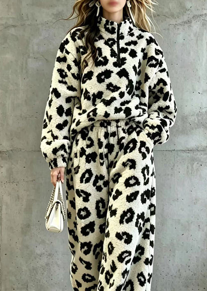 Women's Two-Piece Set Stand Collar Zippered Teddy Style 1