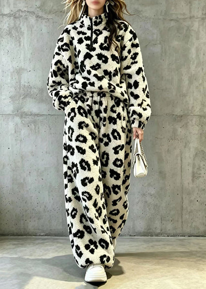 Women's Two-Piece Set Stand Collar Zippered Teddy Style 2
