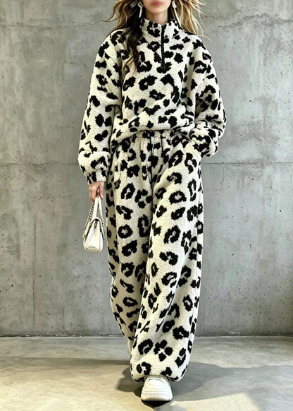Women's Two-Piece Set Stand Collar Zippered Teddy Style 4