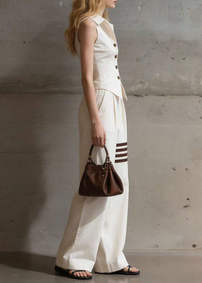 Women's Two-Piece Set Striped Peter Pan Collar Summer Style 1