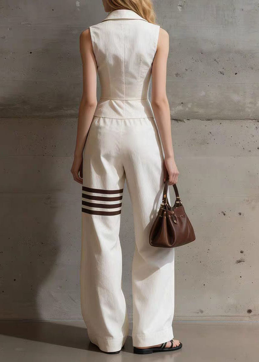 Women's Two-Piece Set Striped Peter Pan Collar Summer Style 2