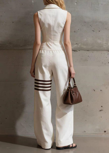 Women's Two-Piece Set Striped Peter Pan Collar Summer Style 2