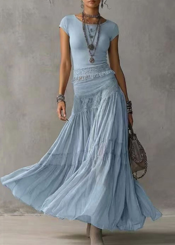 Women's Two-Piece Set Tassel Knit Top and Maxi Skirt Sleeveless 2