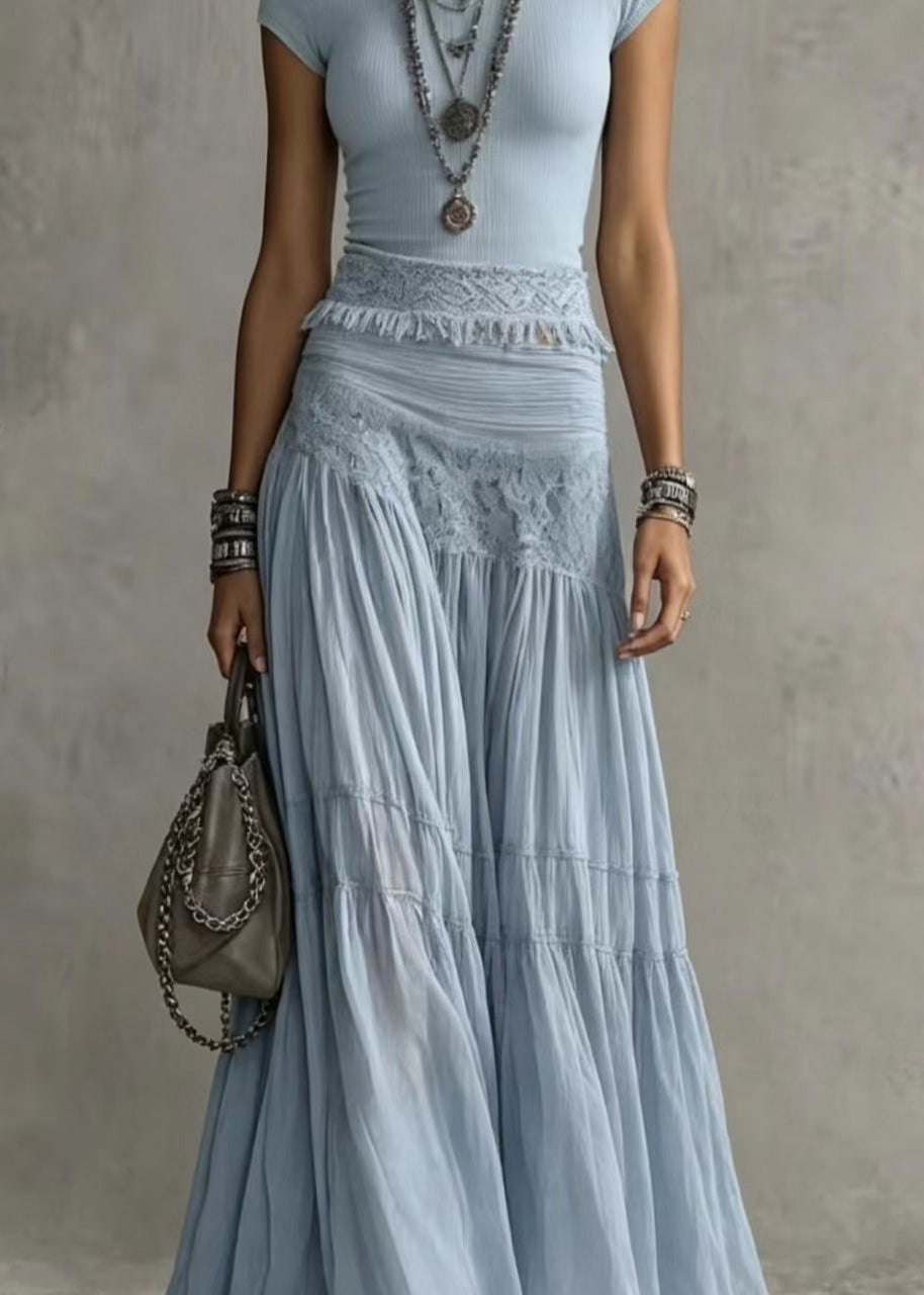 Women's Two-Piece Set Tassel Knit Top and Maxi Skirt Sleeveless 4