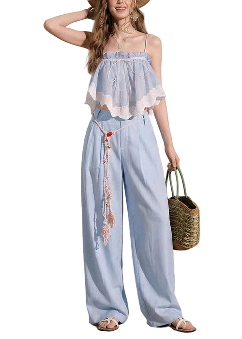 Women's Two-Piece Suit Set Ruffled Patchwork Design 0