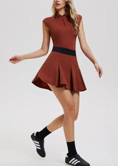 Women's Two-Piece Tennis Set Polo Collar Sleeveless Top with Built-In Shorts 3