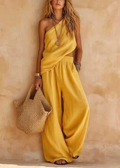 Women's Two Piece Set Asymmetrical Sleeveless 1