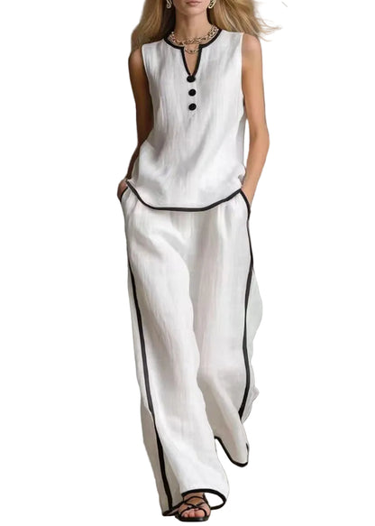 Women's Two Piece Set V Neck Patchwork Casual Co Ord Set 0