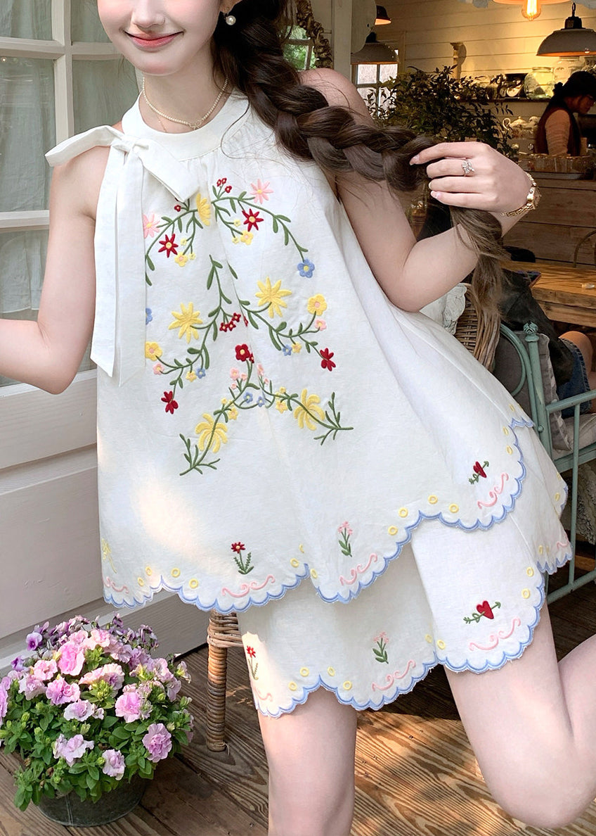 Women's Two Piece Skirt Set Embroidered Summer Style Co Ord Sets 2