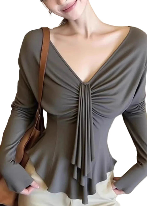 Women's V Neck Top Cinched Waist 0