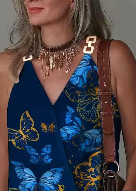 Women's V Neck Top with Metal Buckle Detail 4