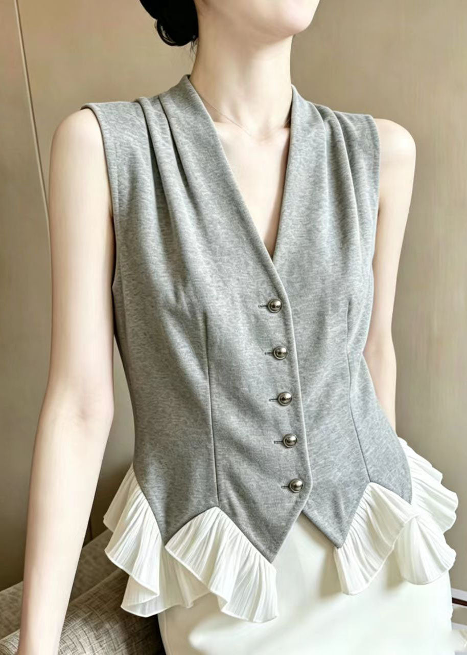 Women's Vest Textured Patchwork Ruffles Summer Style 1