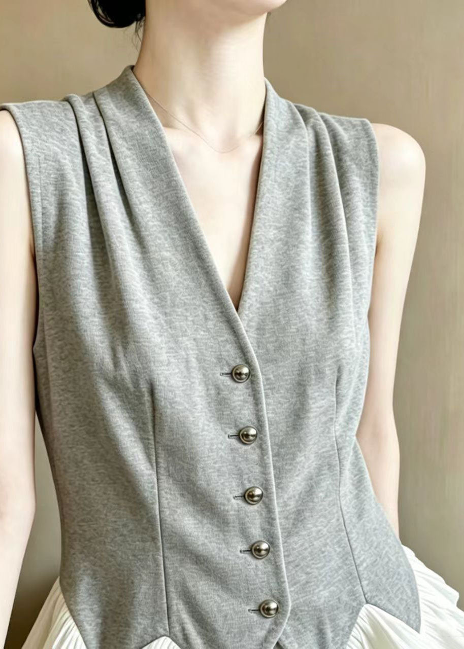 Women's Vest Textured Patchwork Ruffles Summer Style 3