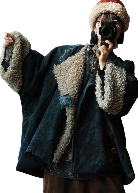 Women's Vintage Coat Peter Pan Collar Patchwork Style 1