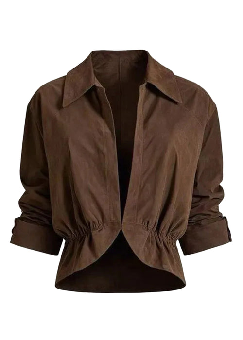 Women's Vintage Coat Peter Pan Collar Wrinkled Style 0