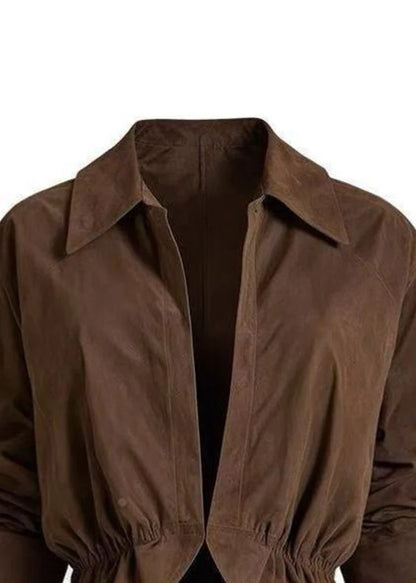 Women's Vintage Coat Peter Pan Collar Wrinkled Style 1