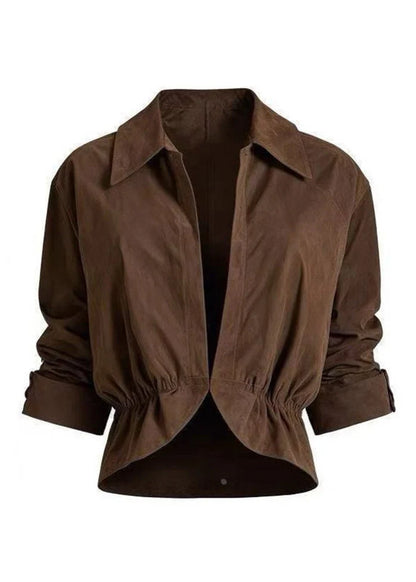 Women's Vintage Coat Peter Pan Collar Wrinkled Style 2