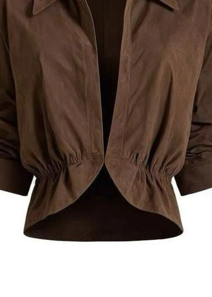 Women's Vintage Coat Peter Pan Collar Wrinkled Style 3