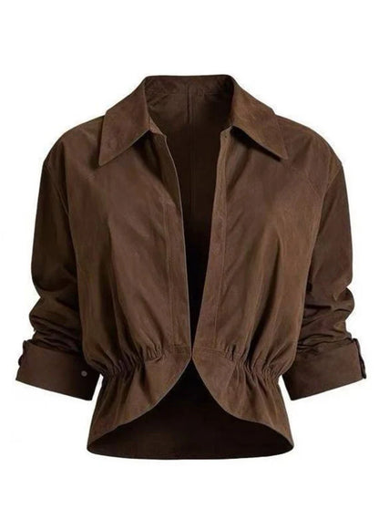 Women's Vintage Coat Peter Pan Collar Wrinkled Style 4
