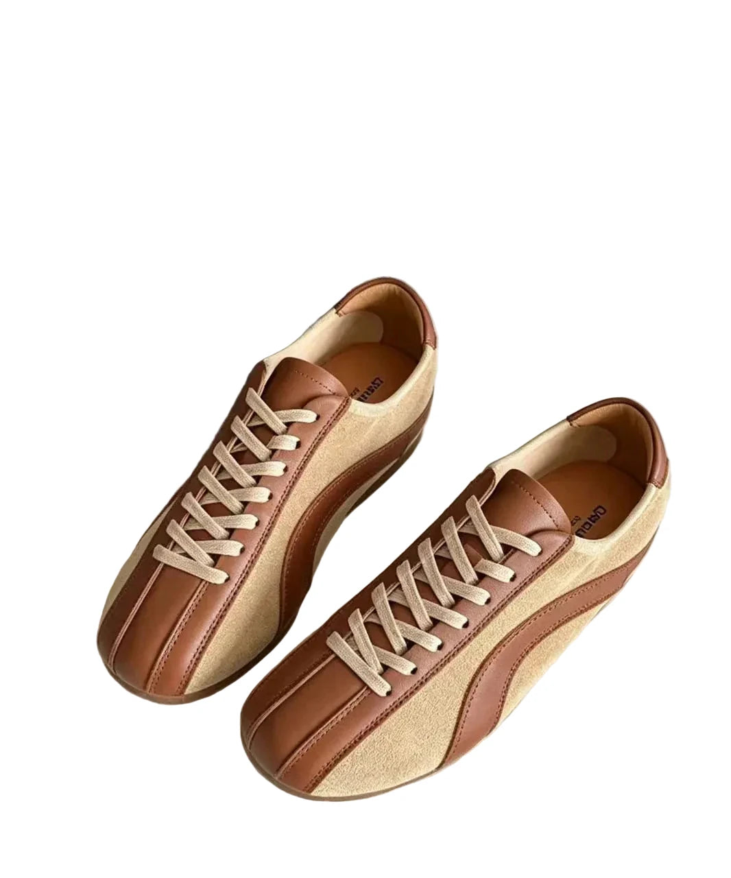 Women's Vintage Lace-Up Flats with Unique Splicing Design 0