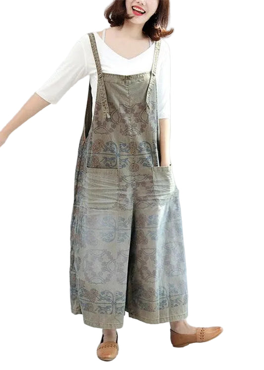 Women's Vintage Style Printed Jumpsuit Pants Summer Casual 0