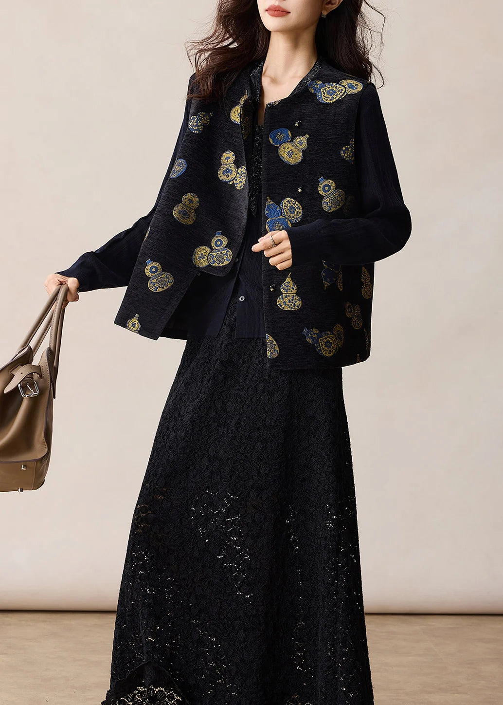 Women's Waistcoat Sleeveless with Gourd Pattern 3