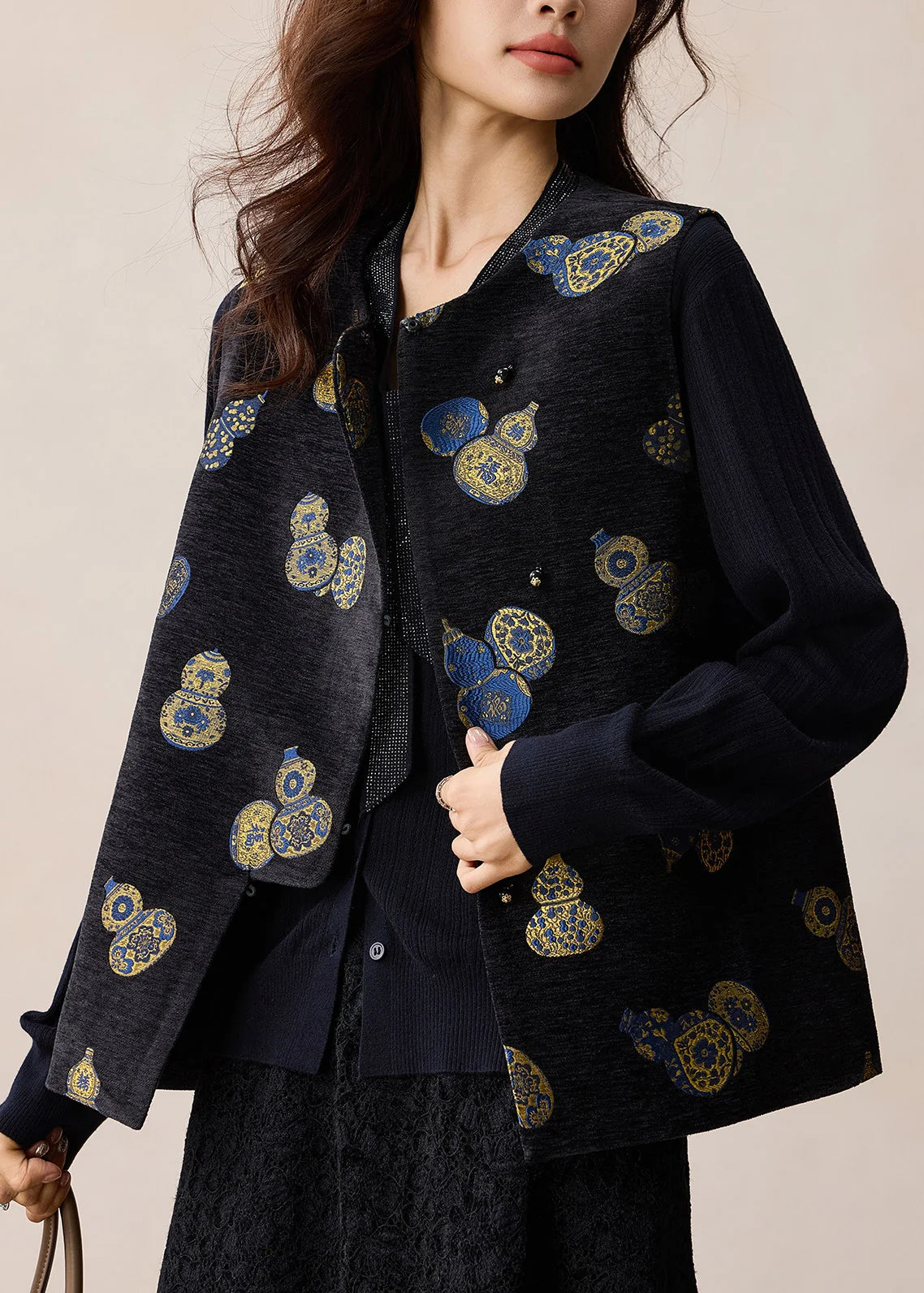 Women's Waistcoat Sleeveless with Gourd Pattern 4
