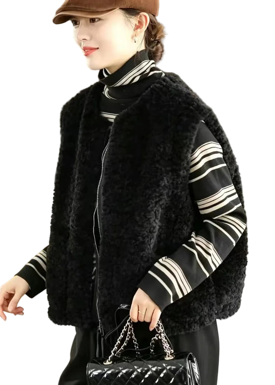 Women's Waistcoat Zip-Up O-Neck Winter Style 0