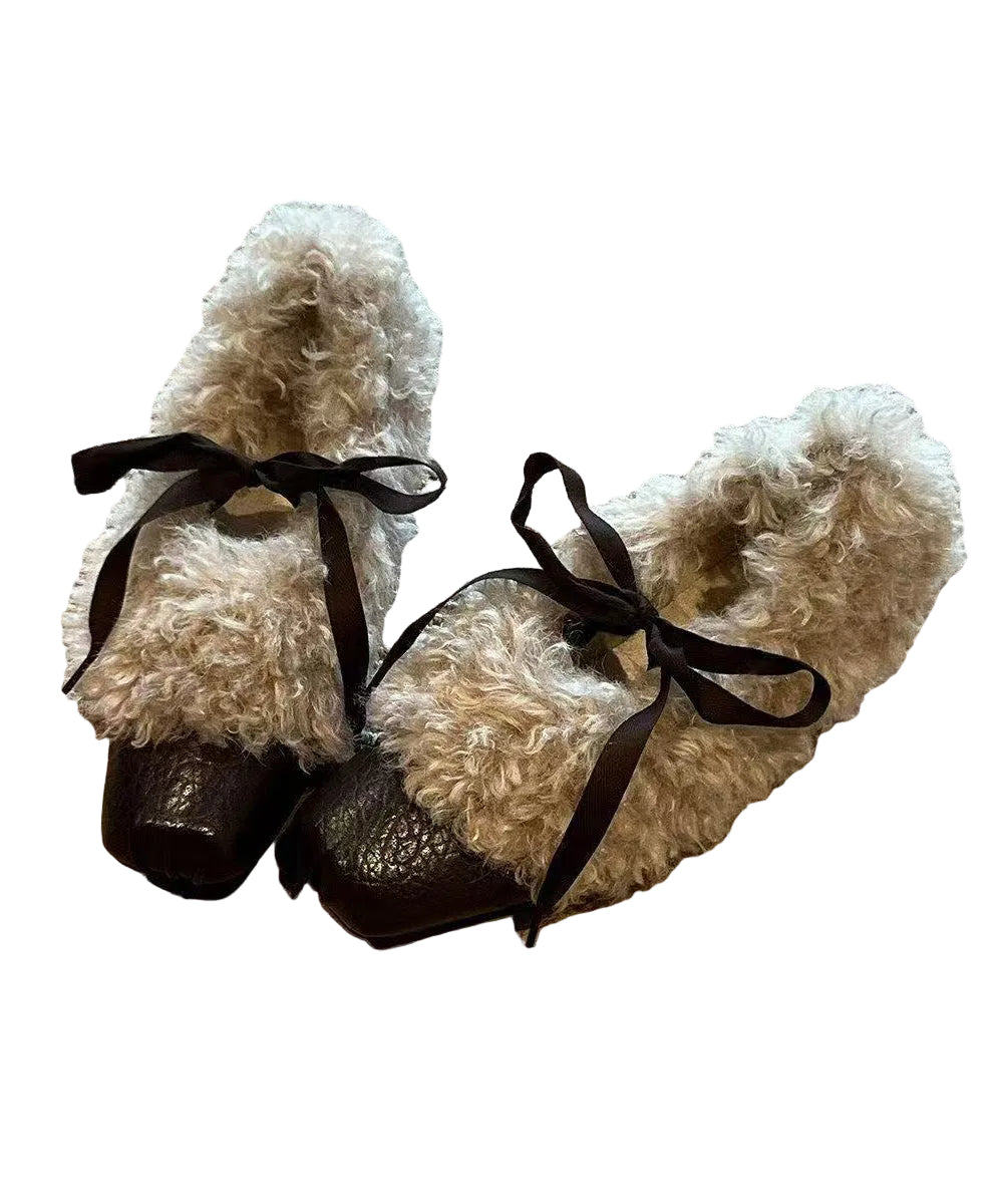Women's Wedge Ballet Shoes Lace-Up Bow Detail 0