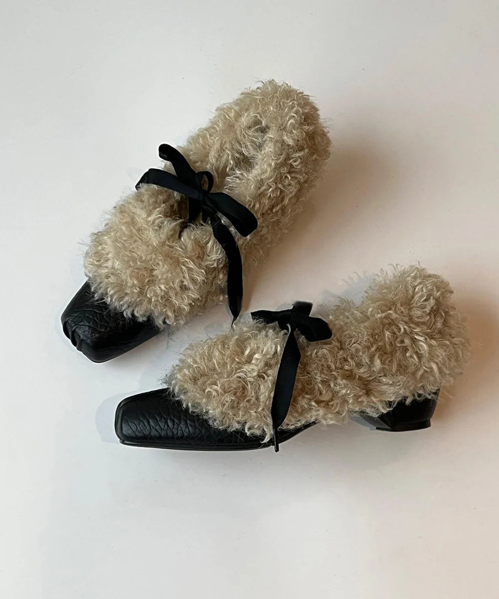 Women's Wedge Ballet Shoes Lace-Up Bow Detail 3