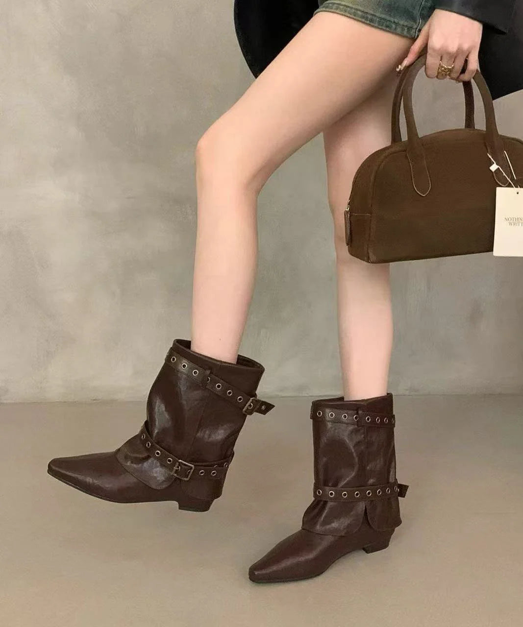 Women's Wedge Boots Pointed Toe 0