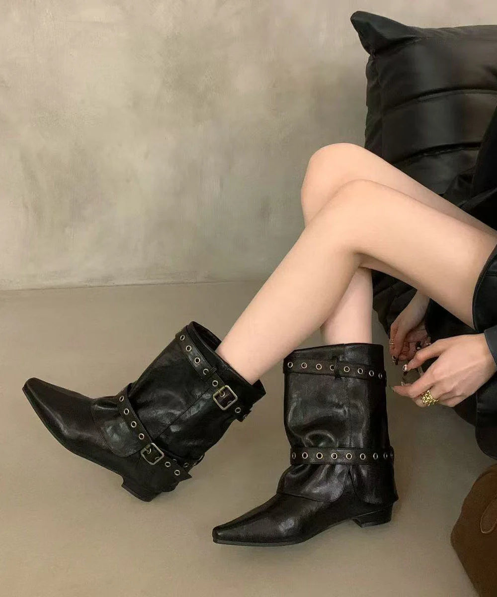 Women's Wedge Boots Pointed Toe Boho Style 0