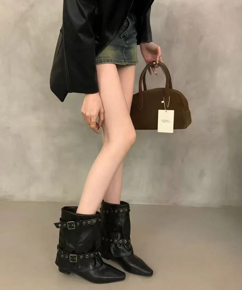 Women's Wedge Boots Pointed Toe Boho Style 2