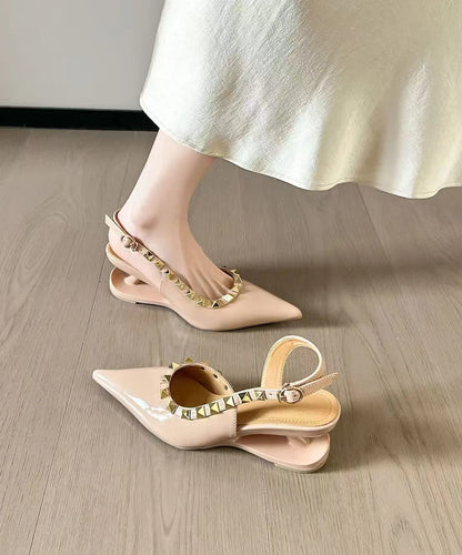 Women's Wedge Heel Shoes Pointed Toe Rivet Detail 1
