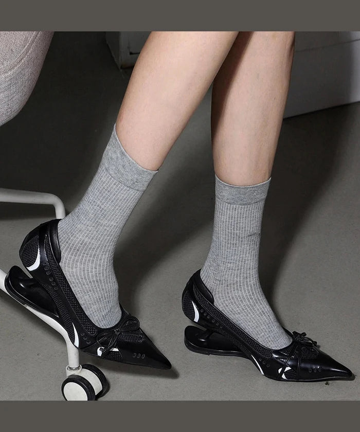 Women's Wedge Heels Pointed Toe Bow Detail 3