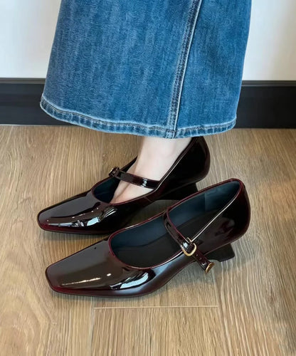 Women's Wedge Mary Janes Square Toe Buckle Strap 2