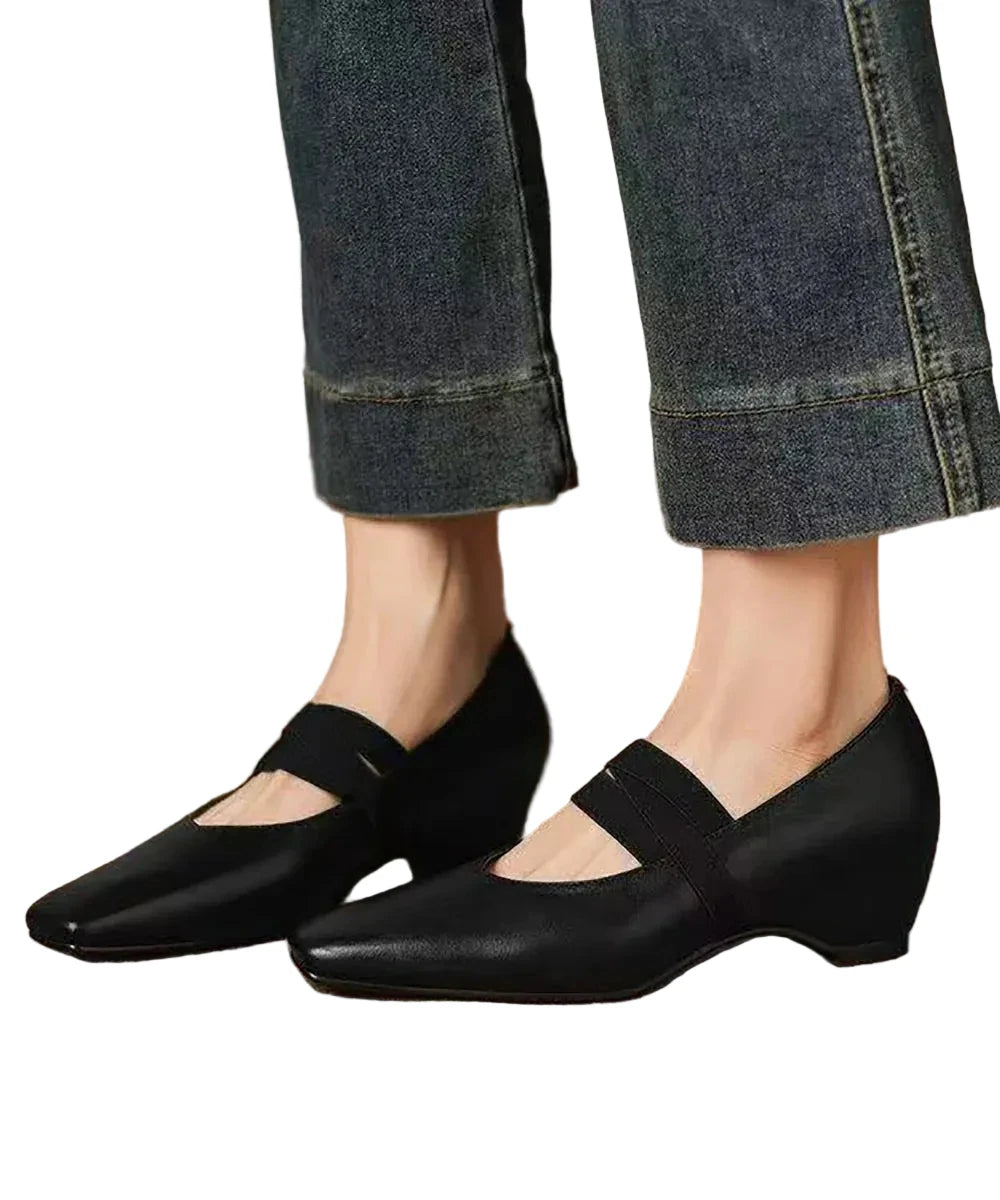 Women's Wedge Pumps Square Toe Cross Strap 0